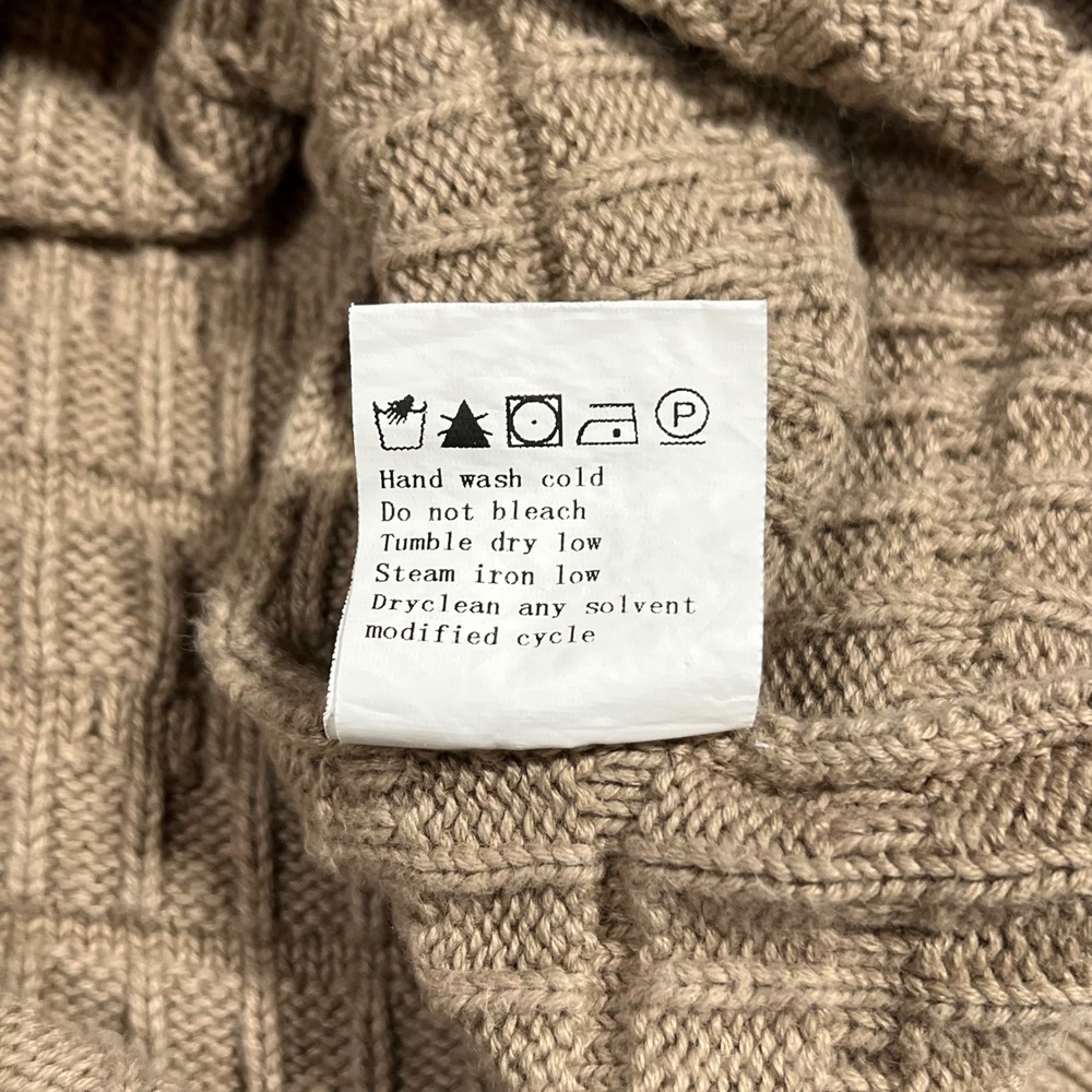 Parisian Capsule Academia Fisherman Brown Cotton Knit Cardigan Sweater XXL Boho - Picture 8 of 8